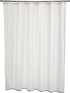 Amazon Basics Fabric Shower Curtain with Grommets and Hooks - 72 x 72 Inch, White