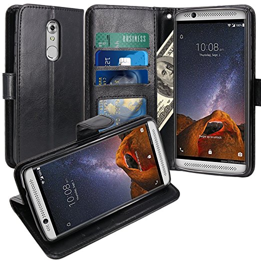 ZTE Axon 7 Mini Case, LK Luxury PU Leather Wallet Flip Protective Case Cover with Card Slots & Stand for ZTE Axon 7 Mini (Black)