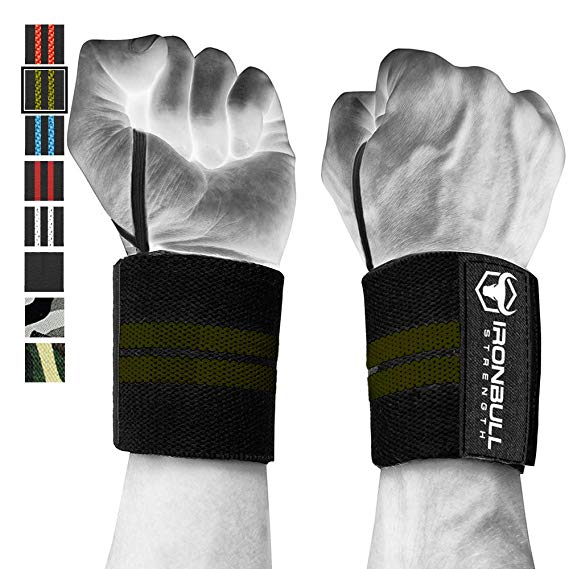 Wrist Wraps (18" Premium Quality) for Powerlifting, Bodybuilding, Weight Lifting - Wrist Support Braces for Weight Strength Training (Black/Green)