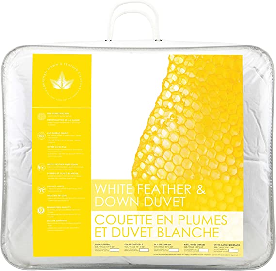 Canadian Down & Feather Co - Regular Weight White Feather & Down Duvet Queen Size - 240 TC Shell 100% Cotton - Oeko TEX Certified