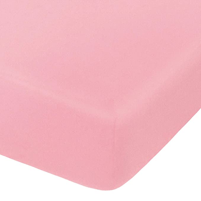 NTBAY Microfiber Fitted Crib Sheet, Cozy and Soft Solid Color Toddler Sheet, 28 x 52 Inches, Pink