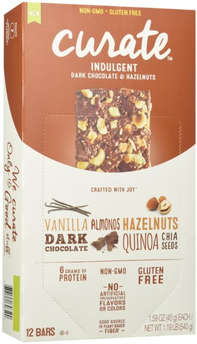 Curate Gluten-Free Snack Bars - Indulgent Dark Chocolate and Hazelnut - 1.59 oz - 12 ct
