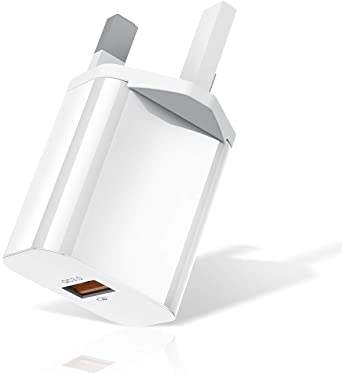 Cabepow USB Plug Charger, 18W Quick Charge 3.0 USB C Wall Charger, USB C Mains Power Adapter Fast Charging for Samsung Galaxy S20 Plus/Note 10/S10/Note 9/S9/S8/S7 and iPhone/iPad/LG/Sony/HTC/Huawei.
