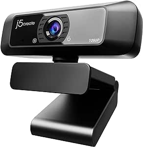 j5create USB Streaming Webcam - 1080P HD mit 360° Rotation, High Fidelity Mikrofon, ideal für Skype, YouTube, Zoom, Facetime, Online Konferenzen (JVCU100)