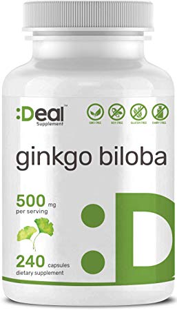 Deal Supplement Ginkgo Biloba, 500mg Per Serving, 240 Capsules, Non-GMO, Made in USA
