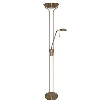 Mother And Child Floor Lamp Antique Brass 1X300 And 1X50 Watt Halogen Lamps. Dimmer Controlled