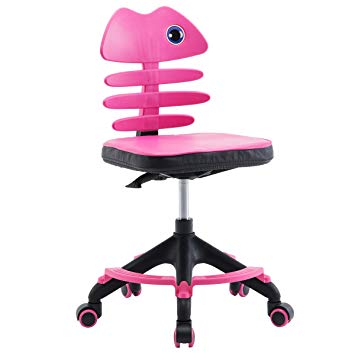 Irene House Desk Table Chair for Kids Swivel Adjustable and Soft Home Study Chair for Children Mid-Back （Pink）
