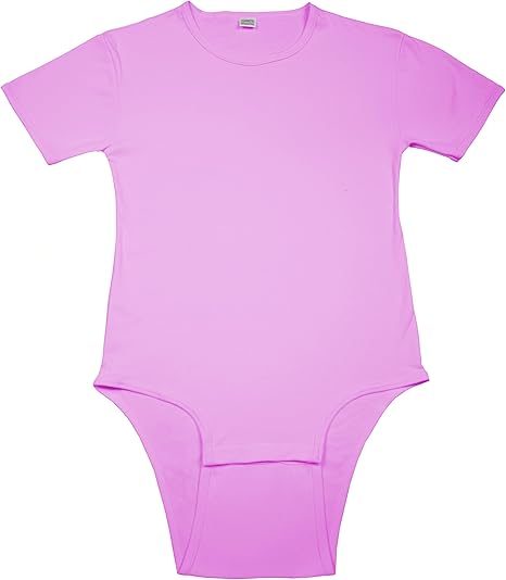 LeakMaster Adult Bodysuit Diapering T-Shirt Quality Heavyweight 100% Cotton Fabric. Front Facing Snap Closures.