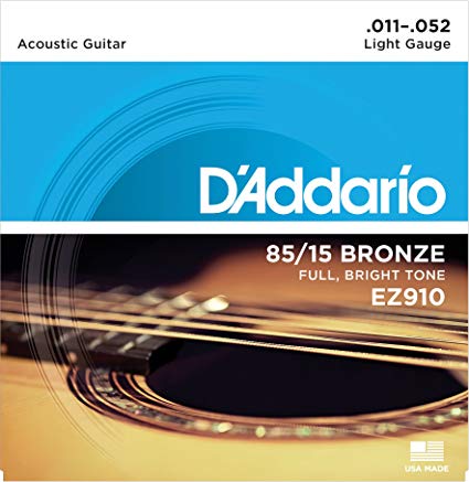 D'Addario EZ910 Bronze Light (.011-.052), 85/15 Acoustic Guitar Strings