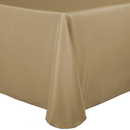Ultimate Textile 70 x 104-Inch Oval Polyester Linen Tablecloth Camel Light Brown