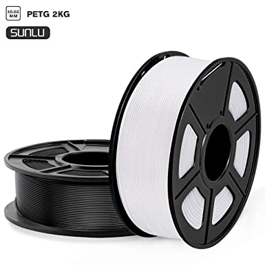 SUNLU PETG 3D Printer Filament, PETG Filament 1.75mm Dimensional Accuracy  /- 0.02 mm, 2 kg Spool, PETG Black White