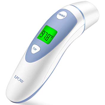 LPOW Clinical Forehead and Ear Digital Medical Infrared Accurate Reading Thermometer for Baby & Adults, FDA and CE Approved