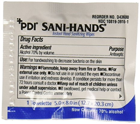 Nice Pak D43600 PDI Sani-Hands IbIZij Instant Hand Sanitizing Wipes, 100 Count (Pack of 2)