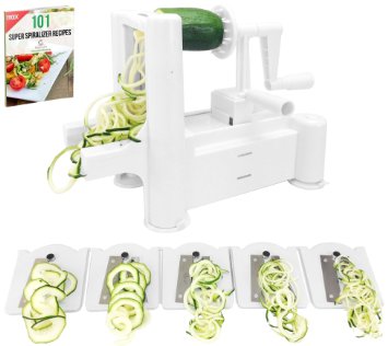 Best 5-Blade Vegetable Spiralizer by ProCuisine FREE 101 Healthy Eating Recipes E-CookBook, Spiral Slicer Cutter, Perfect for Vegetarian or Vegan Cooking, Lifetime Warranty