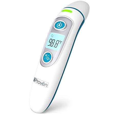 Ear and Forehead Thermometer for Fever - Digital Medical Baby Thermometer - Temporal Thermometer for Kids - FDA Approved - Fast Reading 1 Second with Fever Indication - by iProven - DMT-511