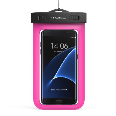 Universal Waterproof Case, MoKo Cellphone Dry Bag With Armband & Neck Strap for iPhone 7 / SE / 6s Plus / 6s / 6 , Galaxy Note 7 / S7 / S7 Edge, Also fits devices up to 6 inch, MAGENTA