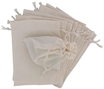 100 Percent Cotton Muslin Drawstring Bags 12-Pack For Storage Pantry Gifts (4 x 6, White)