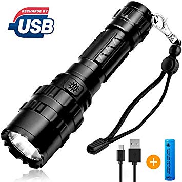 [2019 NEWEST]Brionac Rechargeable LED Tactical Flashlight, Waterproof Flashlight High Lumen Super Bright Pocket-Sized, 5 Modes, for Camping, Biking, Walking, Outdoor or Gift-Giving (Battery Included)