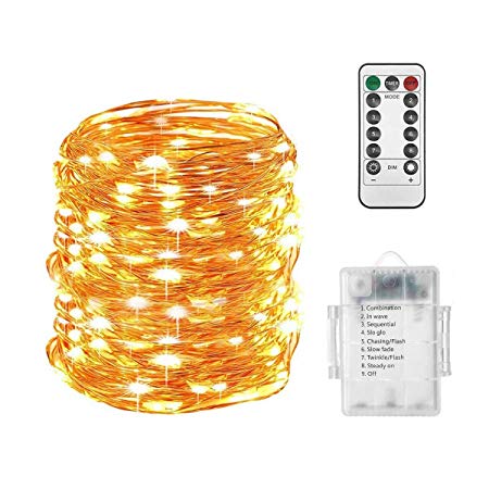 LED String Lights with Remote Control 66ft with 200 LEDs, Waterproof Outdoor & Indoor Decorative Lights for Garden, Patio, Parties,Wedding Stroller Christmas Costume (66 FT, 200 LEDs, Warm White)