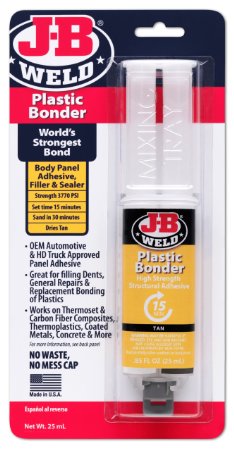 J-B Weld 50133 Plastic Bonder Structural Adhesive Syringe - Dries Tan - 25 ml