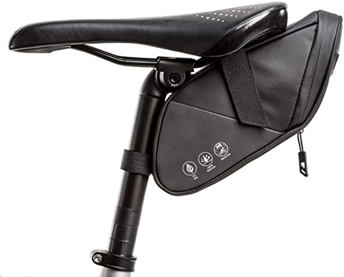 HOMPER Bicycle Saddle Bag Waterproof Cycling Saddle Bag Bicycle Bike Bag 1,5L Bike Saddle Bag Under Seat, Strap-on Cycling Wedge Bicycle Seat Pack Bag, Black