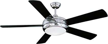 Litex E-TIT52SCH5LKRC Titan Collection 52-Inch Ceiling Fan with Remote Control, Five Reversible White Pine/Black Blades and Single Light Kit with Opal Glass