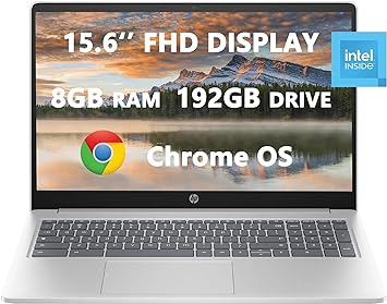 HP 2023 Chromebook Laptops for Student & Business, 15.6'' HD Computer, Intel Pcocessor N200(up to 3.7 GHz), DDR5 8GB RAM, 192GB(64GB SSD 128GB Card), USB-C, Wi-Fi, Lightweight, Chrome OS, RK Bundle