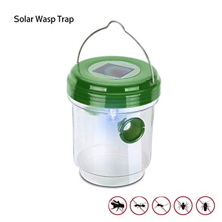 MarlaMall Wasp Trap Catcher, Life Outdoor Solar Powered Trap with Ultraviolet LED Light for Bees, Wasps, Hornets, Yellow Jackets, Bugs and More