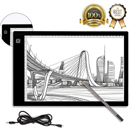 BTGGG A4 LED Light Box Portable USB Power 3-Level Dimmable Tracing Light Box LED Drawing Pad for Kids Artists Weeding Vinyl Diamond Paint Sketching Animation Stencil [Flicker-Free] [Eye Protection]