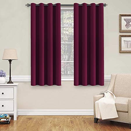 H.VERSAILTEX Ultra Soft and Smooth Thermal Insulated Blackout Window Treatment Curtains for Bedroom,8 Grommets per Panel (Set of 2, 52 by 63 - Inch, Burgundy Red)