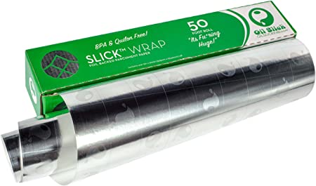 Oil Slick Wrap Foil Backed Parchment Paper 12”x600” Alternative to Martha Wrap or Reynolds Pan Lining