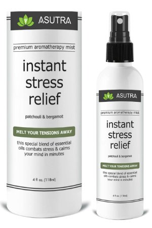 Premium Aromatherapy Mist - "INSTANT STRESS RELIEF" - Melt Your Tensions Away, 100% ALL NATURAL & ORGANIC Room & Body Mist, Essential Oil Blend - Patchouli & Bergamot - 100% GUARANTEED