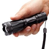 OxyLED MD50 Cree 500 Lumen Bright LED Flashlight Torch Light Lamp for Emergency  Safety  Security Adjustable Zoomable Focus 3 Brightness Levels plus Strobe Battery Included - Black