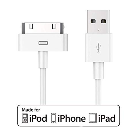 [ Apple MFi Certified ] Acepower 30 Pin USB Charging and Sync Dock Connector Data Cable for Apple iPhone 4, iPhone 4s / iPhone 3G / 3GS / iPad 2, iPad 3 / iPod - 4.0 Feet / 1.2 Meters (White)