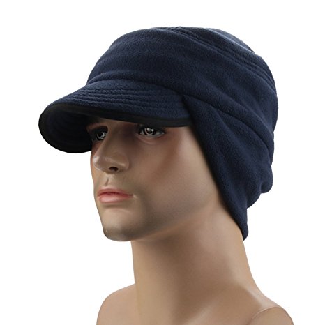Surblue Outdoor Winter Warm Skull Cap Windproof Fleece Earflap Hat with Visor