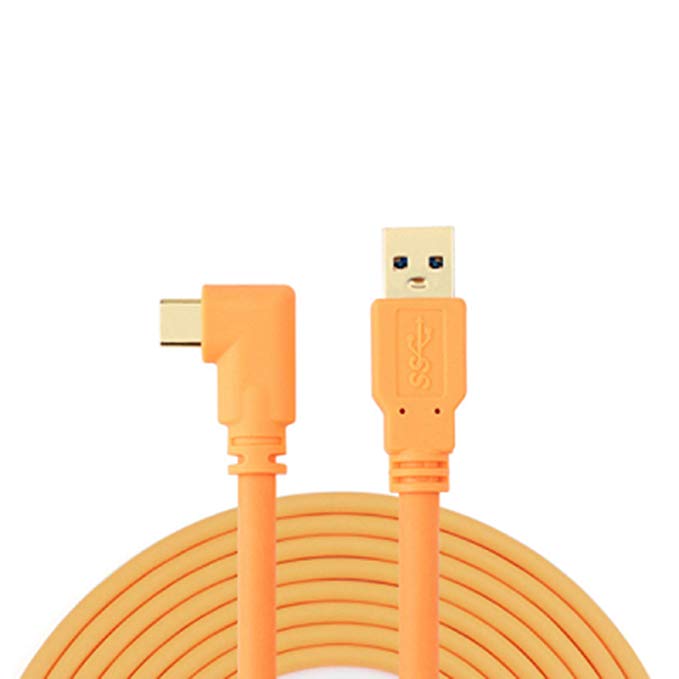 Data Line Type C Charging Cable for Oculus Quest Link VR Accessories (5m Yellow Cable with Elbow)