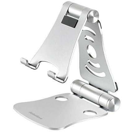 Aobelieve Foldable Aluminum Cell Phone and Tablet Desktop Stand for iPhone, iPad and More - Silver