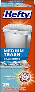 Hefty Medium Trash Bags, Ocean Water Scent, 8 Gallon, 26 Count