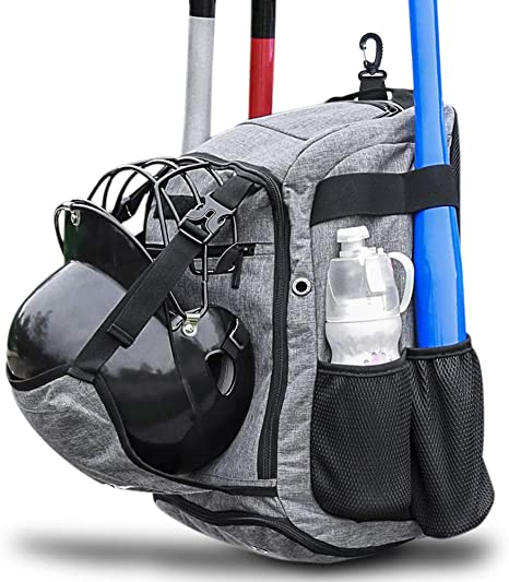 ZOEA Baseball Bat Bag Backpack, T-Ball & Softball Equipment & Gear for Youth and Adults, Large Capacity Holds 4 Bats, Helmet, Gloves, Cleats,Shoes Compartment & Helmet Holder