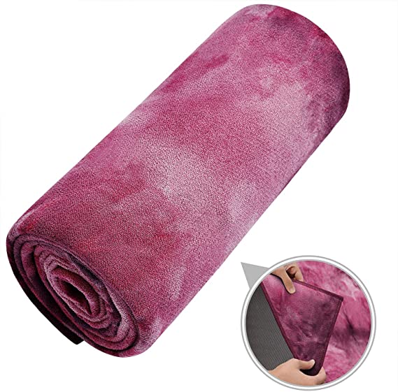Ewedoos Yoga Towel with Anchor Fit Corners, Non Slip Yoga Towel, 100% Microfiber, Super Soft, Sweat Absorbent, Ideal for Hot Yoga, Pilates and Workout