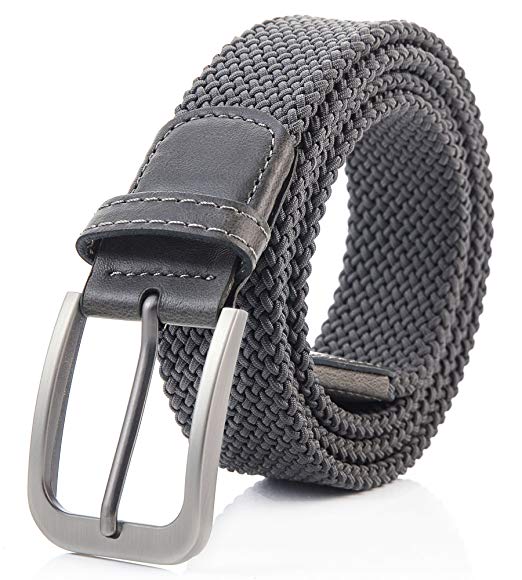 Weifert Belt for Men Braided Stretch Belt/No Holes Elastic Fabric Woven Belts