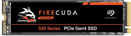 Seagate FireCuda 530, 1 TB, Internal Solid State Drive - M.2 PCIe Gen4 ×4 NVMe 1.4, transfer speeds up to 7,300 MB/s, 3D TLC NAND, 1,275 TBW, 1.8M MTBF, and 3-year Rescue Services (ZP1000GM3A013)