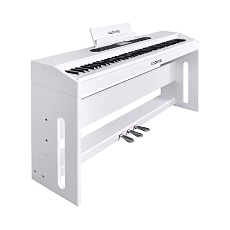 Kadence DP02W Digital Piano Set with 88 Heavy Weighted Keys, Triple Pedals, Indian Musical Electronic Tones, Wooden Music Stand and 2 Headphone Jack/Midi Out/USB Audio Output (White)