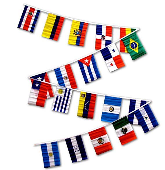 30ft String Flag Set of 20 Latin American Country Flags