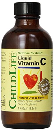 Child Life Liquid Vitamin C, Orange Flavor, Glass Bottle, 4-Ounce (3PackS)
