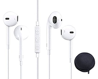 AY Cellular Wired earbuds earphones high fidelity sound bass work out sweat proof phones with microphone for all phones and tablets with 3.5MM plug (White X2)