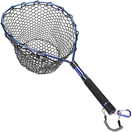 Goture Fly Fishing Landing Trout Net Catch and Release Net - Wooden Frame with Soft Rubber Mesh