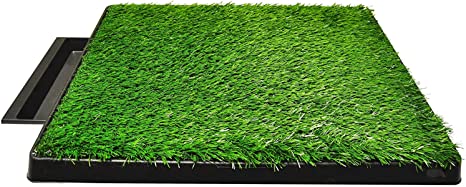 Downtown Pet Supply Dog Pee Potty Pad, Bathroom Tinkle Artificial Grass Turf, Portable Potty Trainer Full System, Trays, and Replacement Grass (16" x 20", 20" x 25", 20" x 25" with Drawer, 25" x 30")