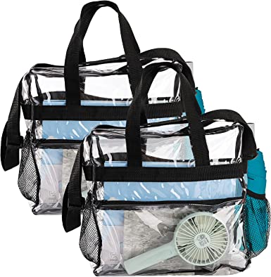 Fasmov 2 Pack Clear Tote Bag Stadium Approved, Perfect for Work, School, Sports Games and Concerts