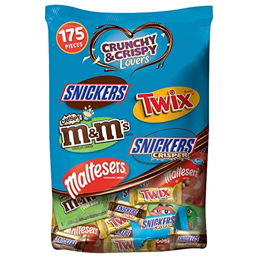 MARS Chocolate Crispy & Crunchy Lovers Minis and Fun Size Halloween Candy Bars 70.08-Ounce, 175-Piece Bag